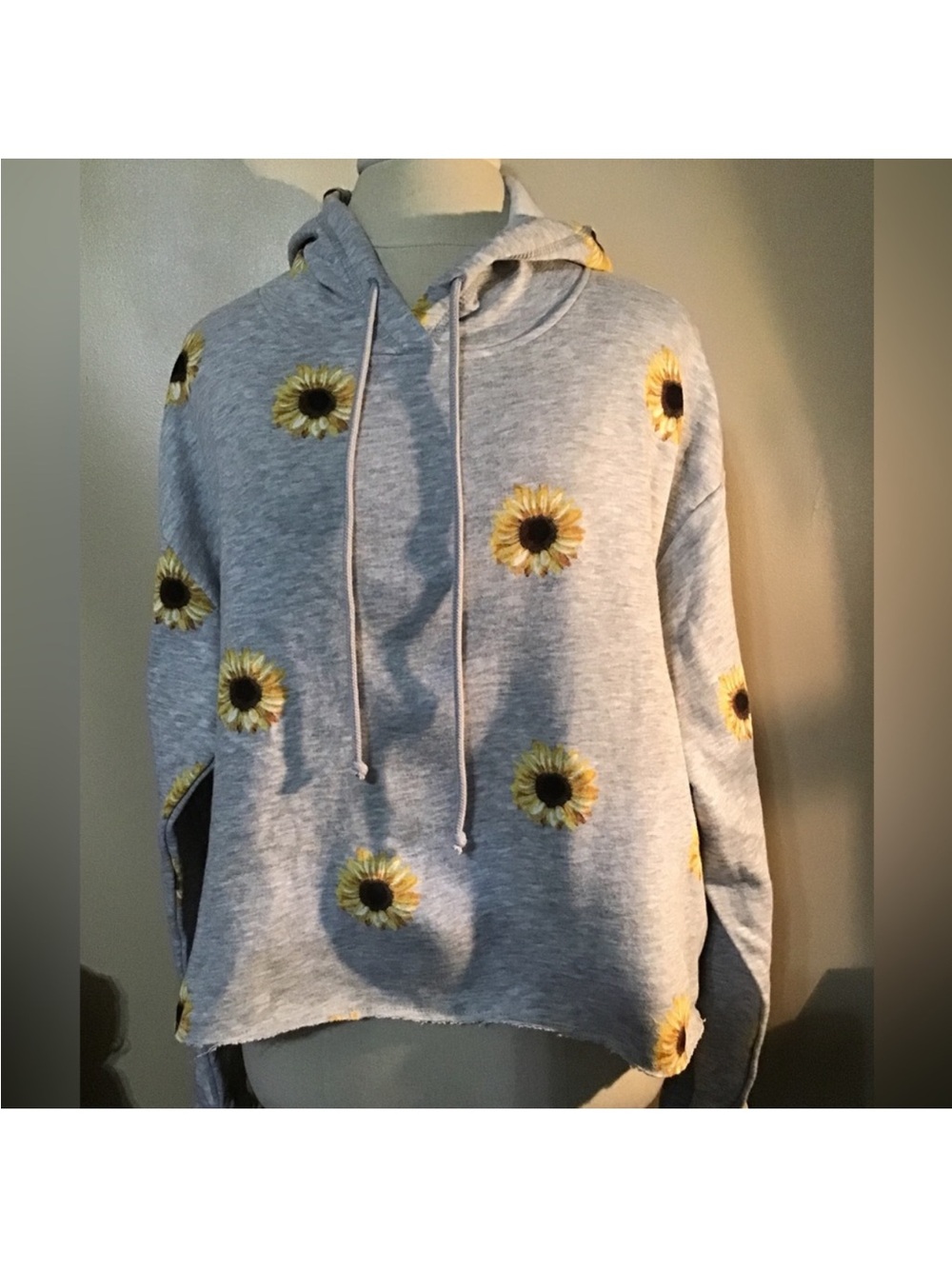 NWT No Boundaries floral sunflower Gray Hoodie sweatshirt xxl
